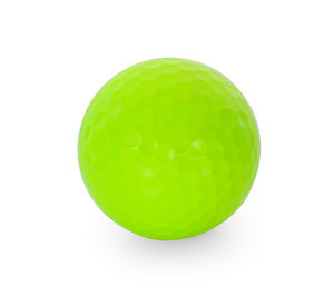 Close-up of green ball on white background