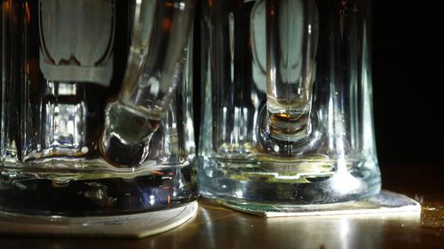 Close-up of wine in glass on table
