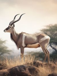 Close-up of deer standing on field