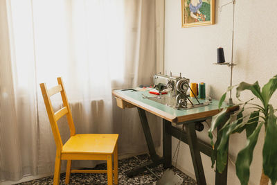 Interior of house with sewing machine