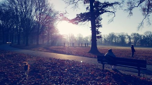 People sitting on bench in park