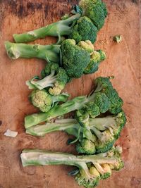 High angle view of chopped vegetables on table