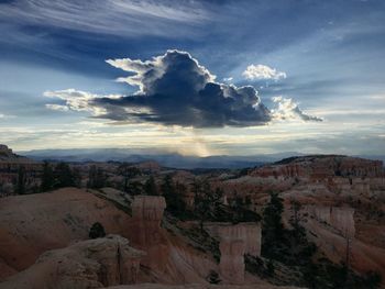 Scenic view of landscape against cloudy sky