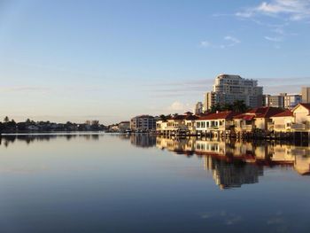 Reflection of buildings in water