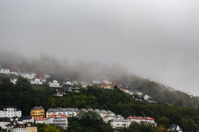 Buildings in town against sky