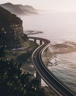 High angle view of coastal bridge in australia