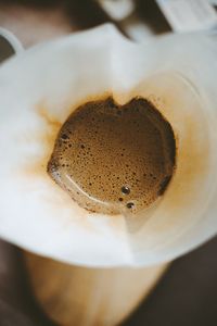 High angle view of coffee on table