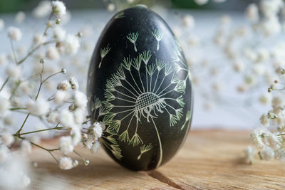 Close-up of crystal ball on table