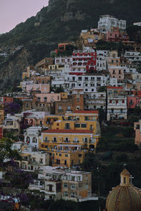 High angle view of buildings in city