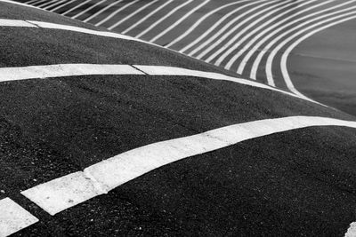 High angle view of zebra crossing on road