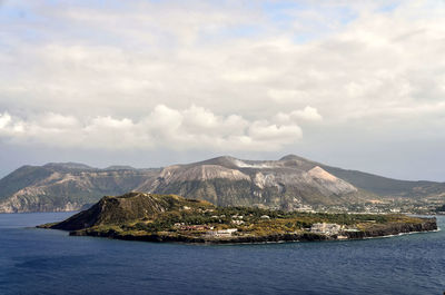 Scenic view of sea and mountains 