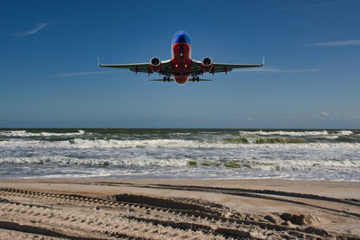 Plane over sawgrass beach florida usa