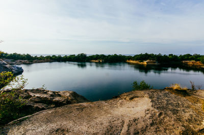 Scenic view of lake against sky