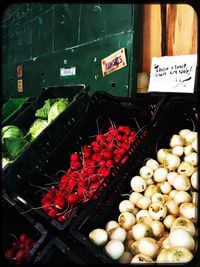 High angle view of fruits for sale in market