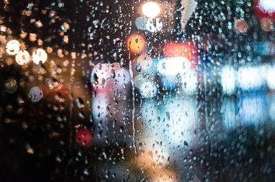 Close-up of wet window in rainy season