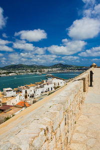 Scenic view of sea against blue sky