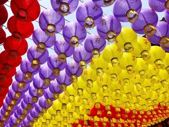 Full frame shot of colorful chinese lanterns hanging outdoors