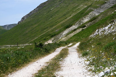 Scenic view of road amidst mountains