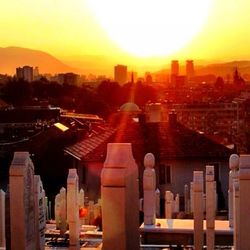 Sunset over city