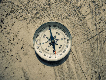 High angle view of clock on wall