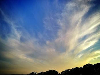 Silhouette trees against sky at sunset