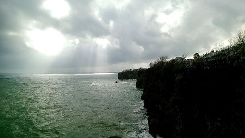 Scenic view of sea against cloudy sky