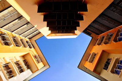 Low angle view of buildings against clear sky