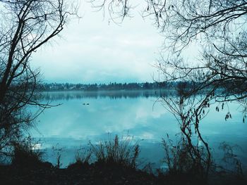 Scenic view of lake against sky