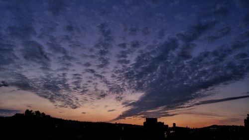 Silhouette of city at dusk