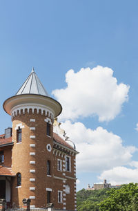 Low angle view of buildings against sky