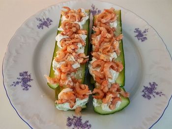 High angle view of meal served in plate