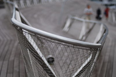 High angle view of bicycle in basket