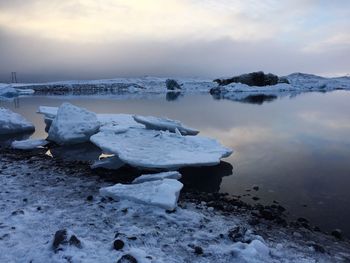 Scenic view of sea against cloudy sky