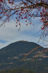 Scenic view of mountains against sky during autumn