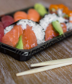 Close-up of sushi in plate