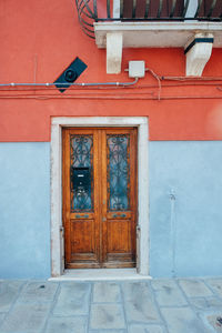 Closed door of building