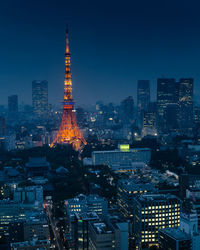 Illuminated cityscape at night