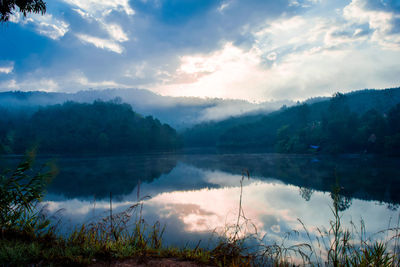 Scenic view of lake against sky