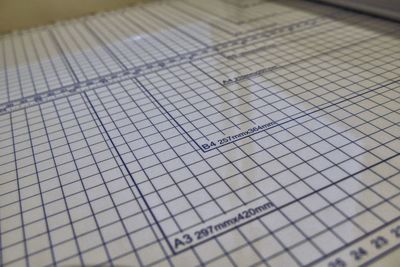 High angle view of text on paper