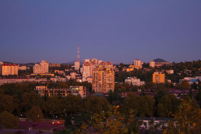 High angle view of buildings in city