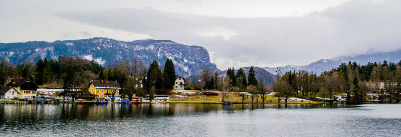 Panoramic view of lake against sky