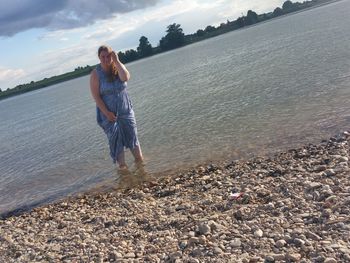 Woman on shore at beach