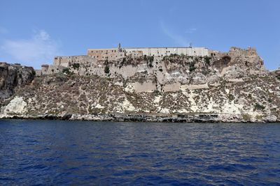 Scenic view of sea against blue sky