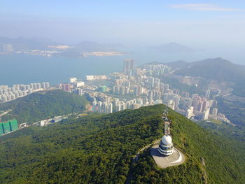 High angle view of cityscape against sky