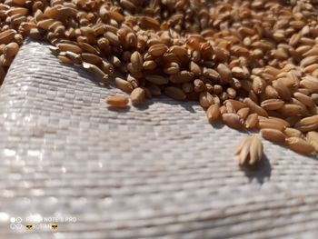 High angle view of bread on table