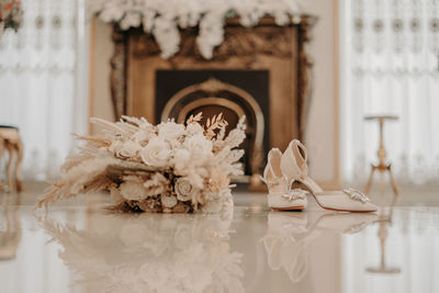 Christmas decorations on table