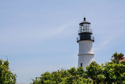 Off center close up view of portland headlight lighthouse