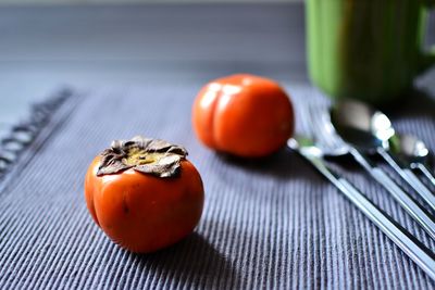 Close-up of orange on table