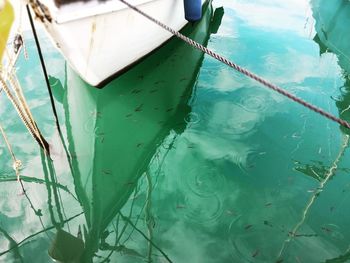 High angle view of fishing boat in sea