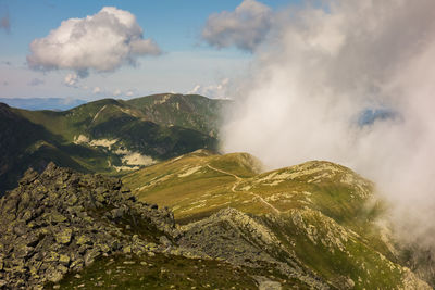 Panoramic view of mountains against sky